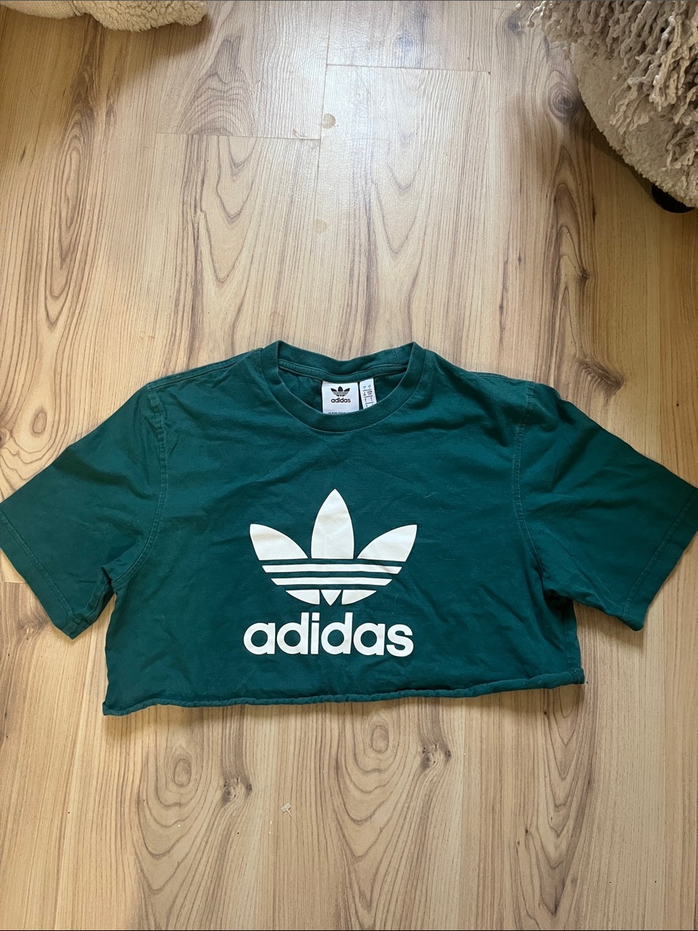 adidas Dark Green Trefoil Cropped Tee
